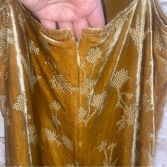 ELIZABETH & JAMES Valerie Floral Velour Maxi Dress in Brass Glitter Size 8 NWT - Picture 6 of 8